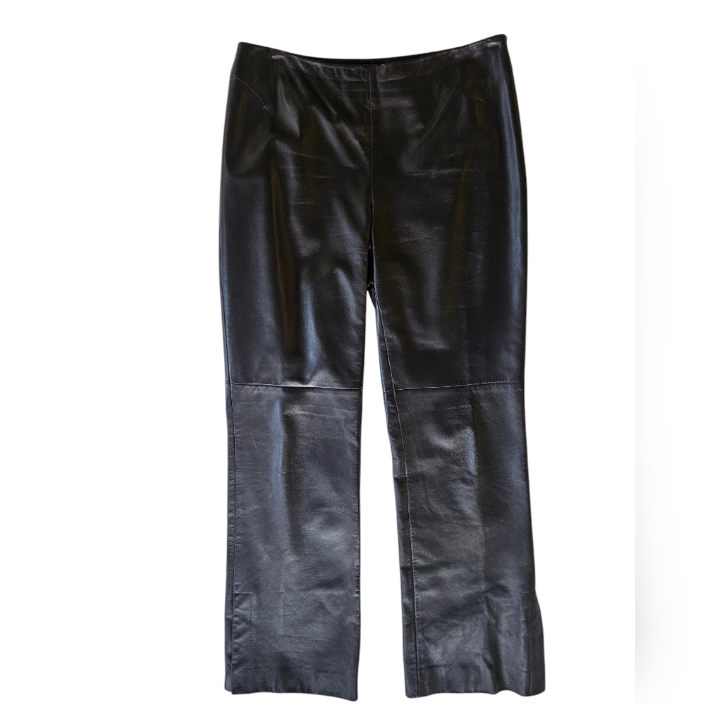 VTG DANA BUCHMAN Chocolate Brown Leather Pants | SZ 6P - Picture 2 of 12